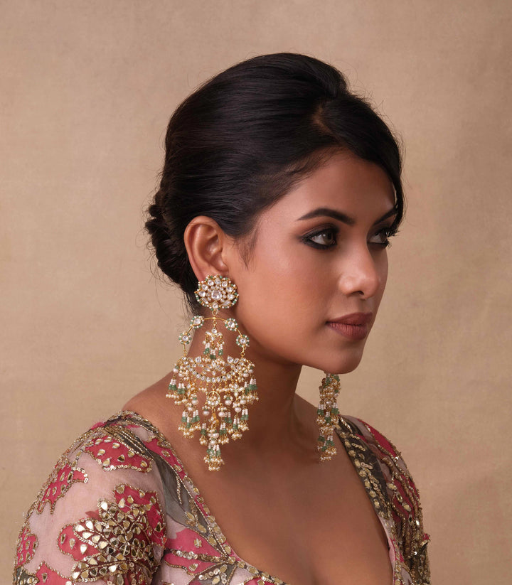 PRATIBHA WHITE & GREEN STATEMENT EARRING