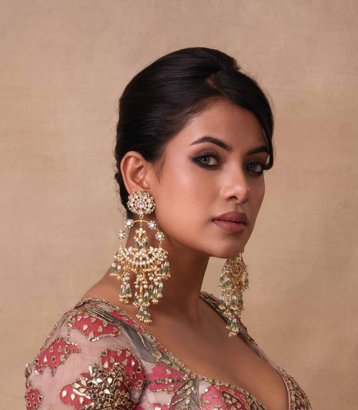 PRATIBHA WHITE & GREEN STATEMENT EARRING