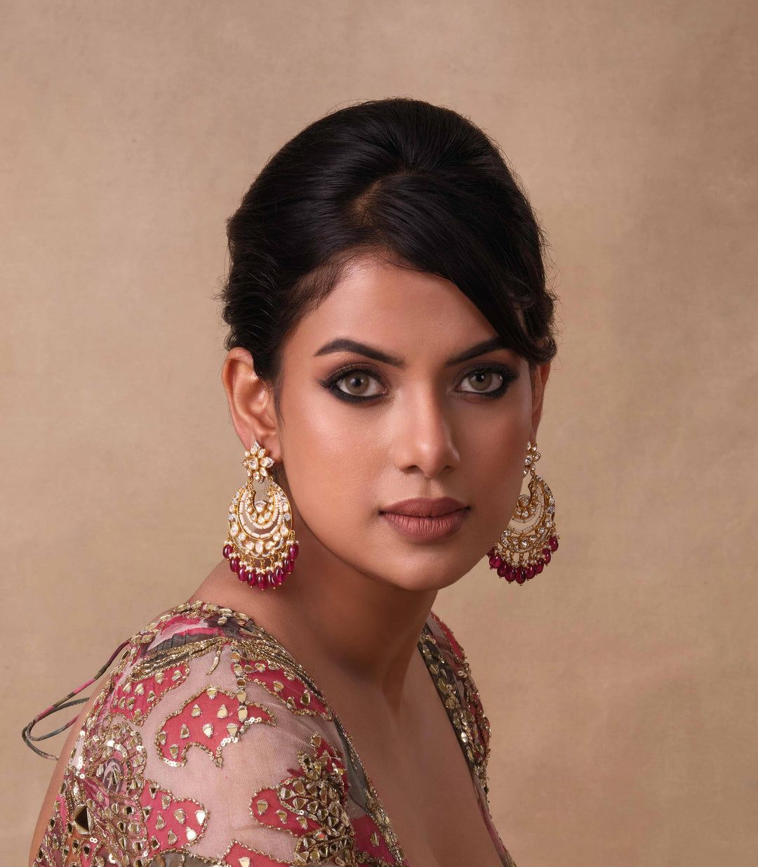 HETAL RED MOISSANITE CHANDBALI