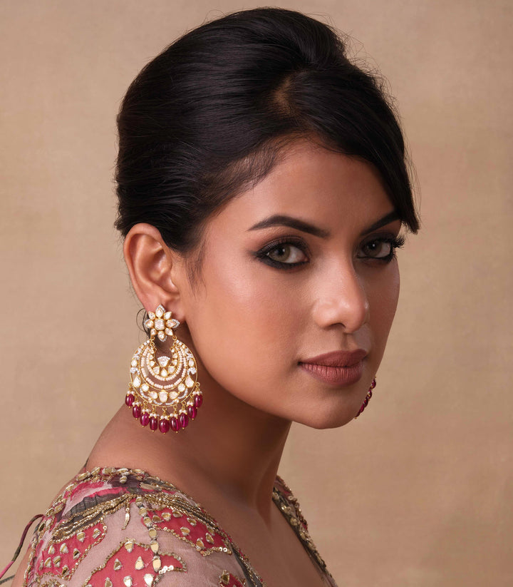 HETAL RED MOISSANITE CHANDBALI