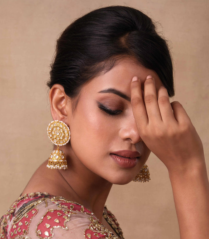 SIMRA WHITE KUNDAN JHUMKA