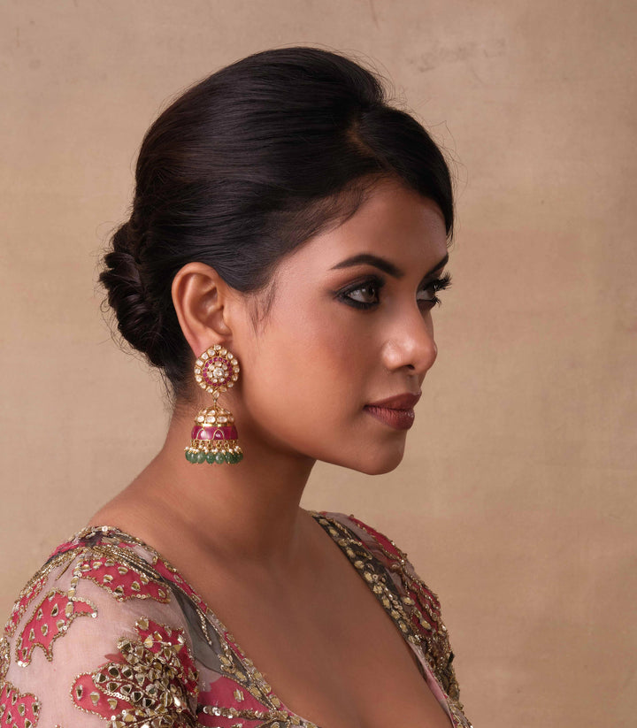 MITALI RED & GREEN  MOISSANITE JHUMKA