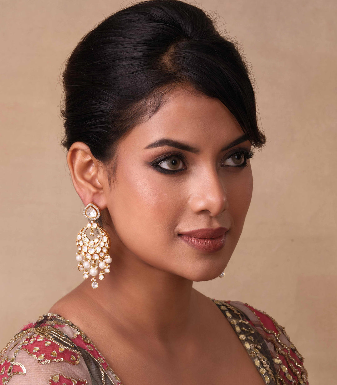 DEEPA WHITE GOLD PLATED MOISSANITE CHANDBALI