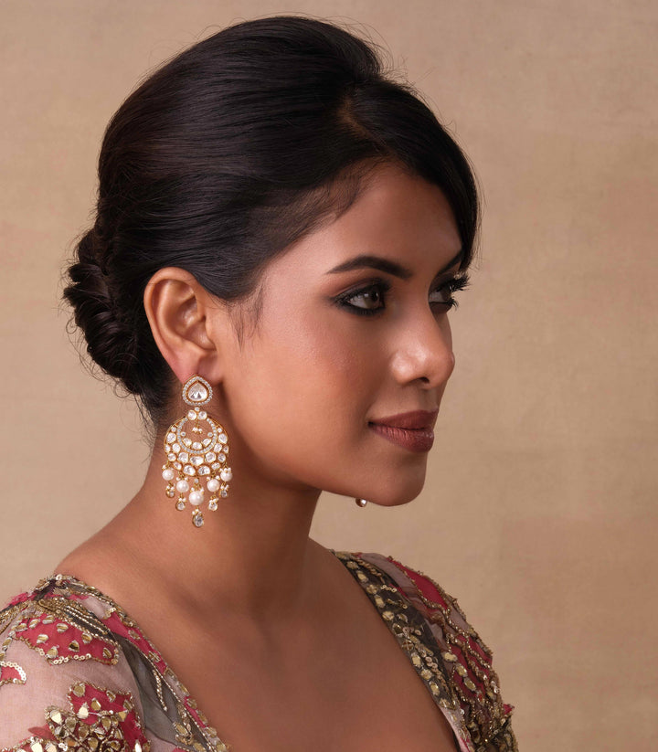 DEEPA WHITE GOLD PLATED MOISSANITE CHANDBALI