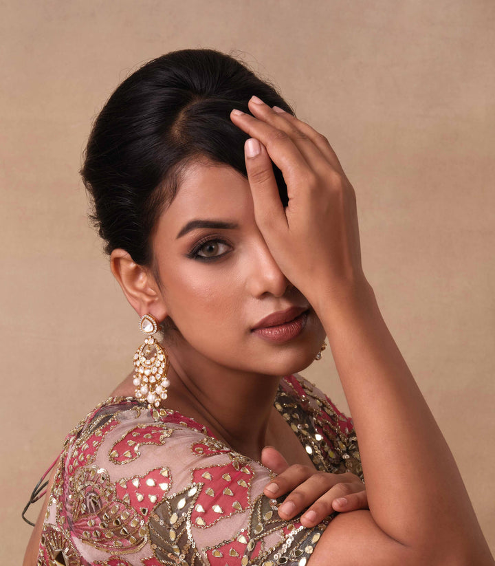 DEEPA WHITE GOLD PLATED MOISSANITE CHANDBALI