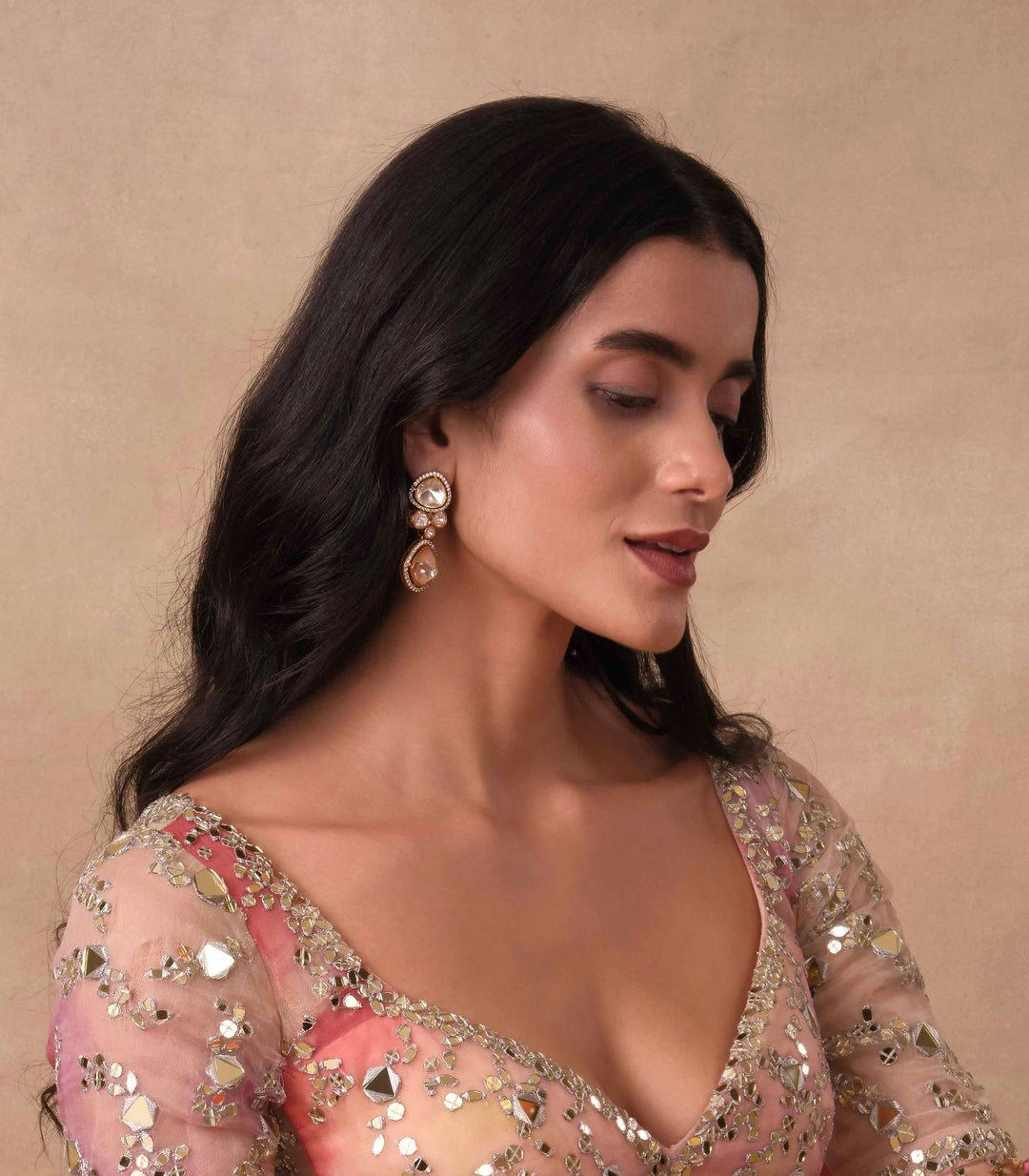 AAWANYA GOLD PLATED MOISSANITE EARRING