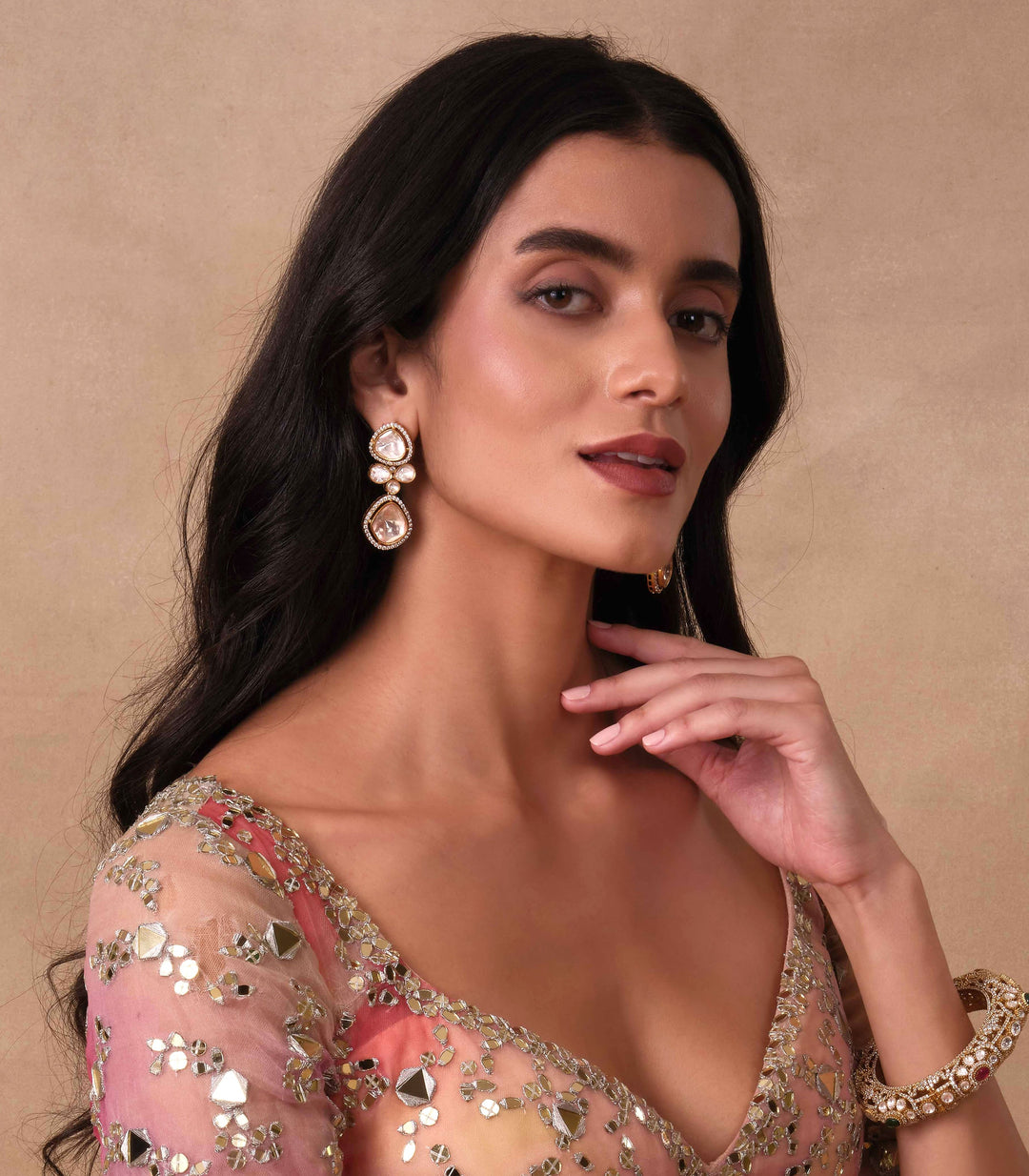 AAWANYA GOLD PLATED MOISSANITE EARRING
