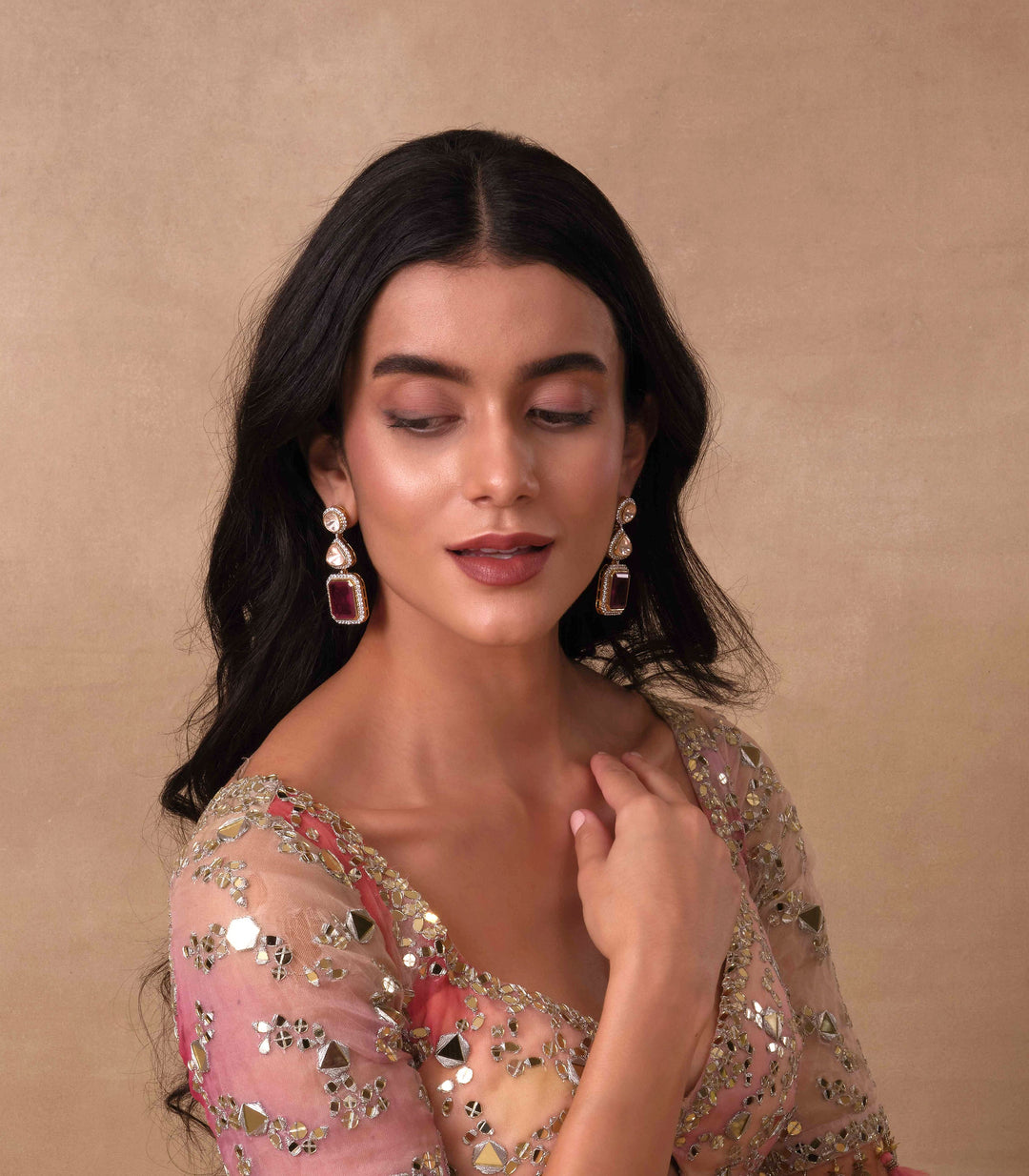 ANANTA RED MOISSANITE EARRING