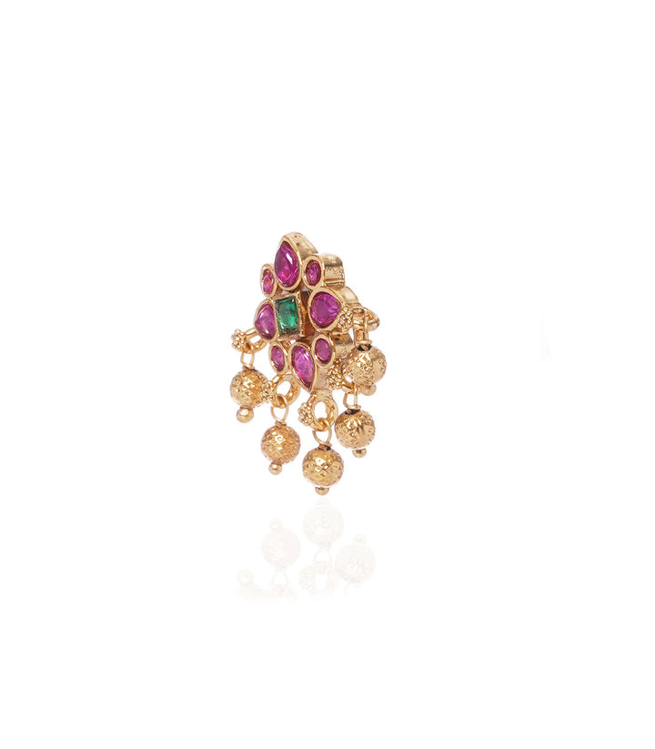 NAINA RUBY & GREEN ONYX  STUD
