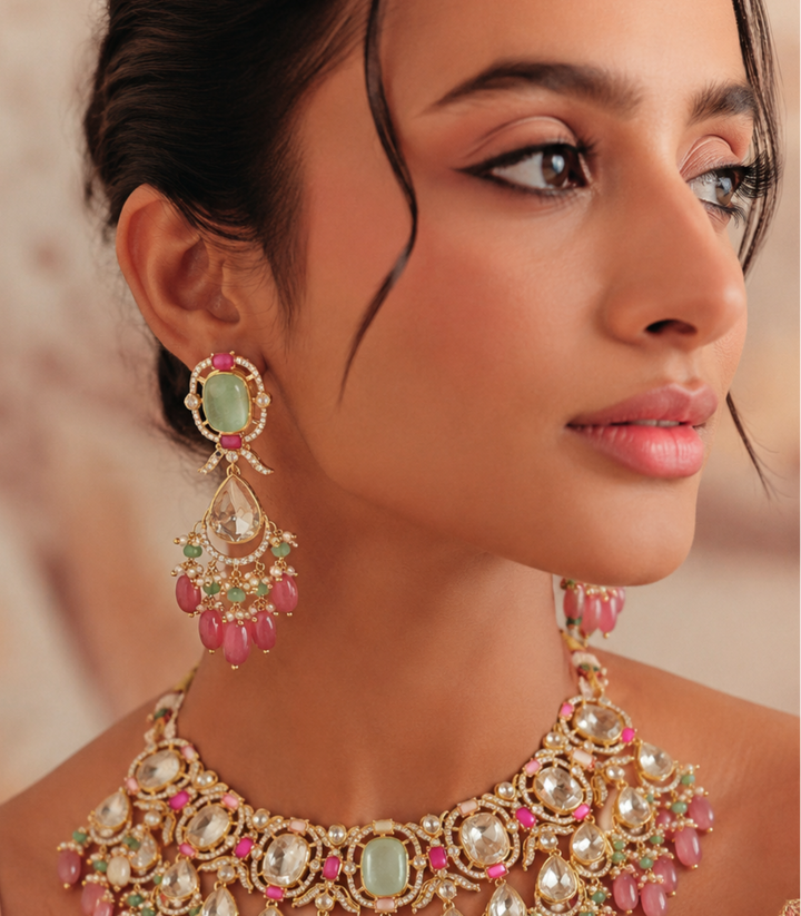 SAMIKA RED & GREEN MOISSANITE EARRING
