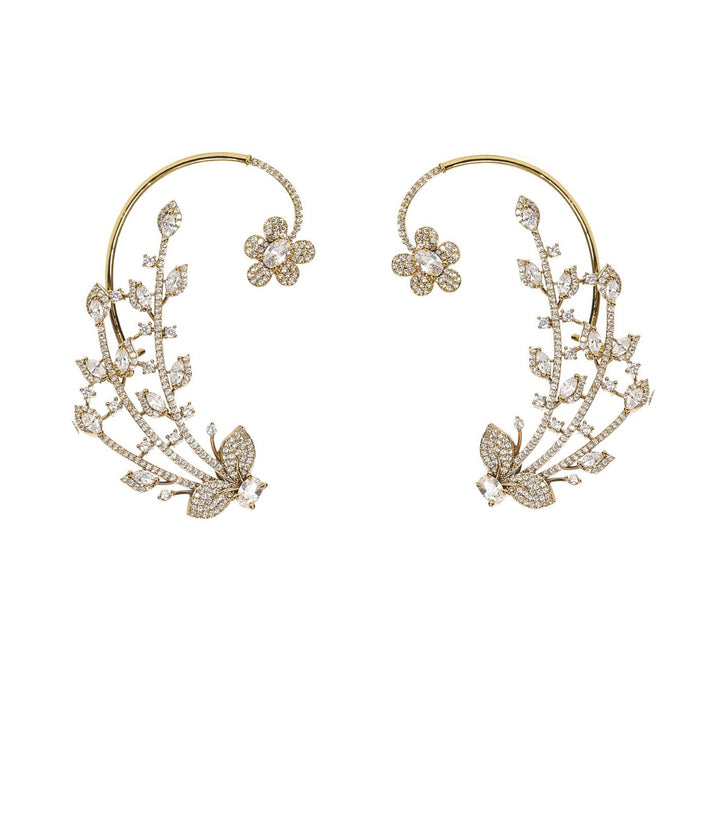 CHANDRIKA ANTIQUE GOLD FINISH ZIRCON EARCUFF
