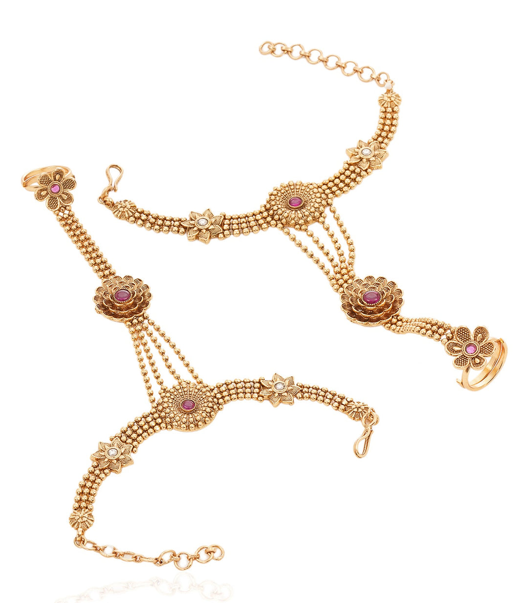 SIMRAN RED GOLD PLATED HATHPHOOLS