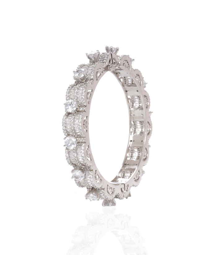 SILVER ZIRCON CHARM BANGLES SET OF 2